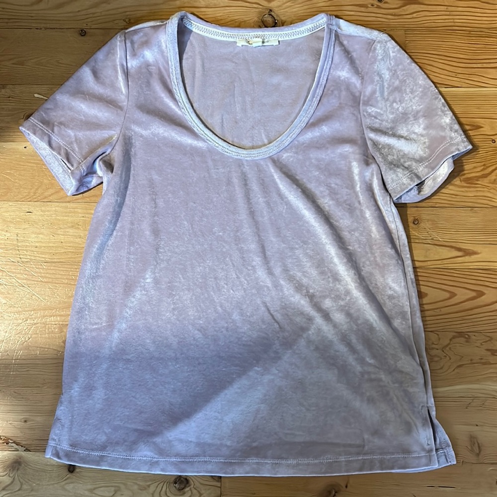 Anthropologie Pure & Good Velvet Lilac Shirt